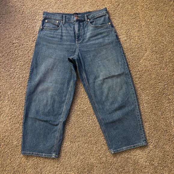 J. Crew Denim - J. Crew Slim Barrel Jeans Womens 29P Blue Cotton Stretch High Rise Distressed